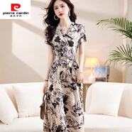 皮爾卡丹（pierre cardin）2025夏季新款高端時尚連衣裙水墨畫氣質(zhì)印花顯瘦洋氣大碼裙子 水墨畫【潮流 M 100斤以下