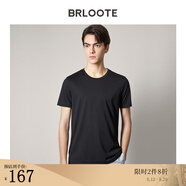 Brloote/巴魯特艾草纖維冰爽T恤柔順親膚舒適吸濕透氣排汗體恤夏裝 黑色 165/88A