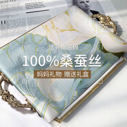 達芬奇密碼真絲絲巾女春夏高檔桑蠶絲綢披肩圍巾女媽媽生日禮物 荷韻悠悠 淺綠