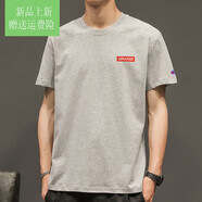 A21以純旗營(yíng)店2025刺繡純棉短袖圓領(lǐng)男士T恤潮流時(shí)尚新款潮牌 短袖刺繡灰色 M