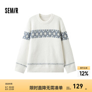 森馬毛衫男冬季費(fèi)爾島提花民族風(fēng)針織衫復(fù)古情侶毛衣寬松 白色調(diào)00311 175/92A/L