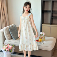 刁靈（diaoling）童裝女童睡裙吊帶夏季薄款兒童家居服可愛(ài)夏天裙子大童小女孩睡衣 258077兔小乖 140