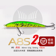 lurefans大河 奔流路亞發(fā)燒友A8S-2磁爆定層遠(yuǎn)投沉水米諾翹嘴鱸魚(yú)路亞餌 A8S-2/虎紋6號(hào)色/6.9克