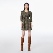 奧萊連衣裙子秋冬學(xué)院復古風(fēng)波普少女格紋裙女 e03柏枝綠色 XS