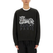 高田賢三（KENZO）寬松圓領(lǐng)虎頭刺繡男款針織衫休閑街潮套頭毛衣 Black 均碼 |M