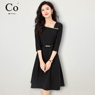 Co.女王輕奢連衣裙女2025夏季新款高檔時(shí)尚收腰顯瘦職業(yè)氣質(zhì)小黑裙 貴族黑【七分袖】 L 【建議108-118斤】