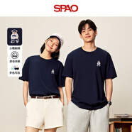 SPAO100%純棉短袖T恤男女2025夏季新款舒適親膚上衣SPDX25SD01XY 藏青/象牙熊-貼布繡 2XL