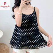 皮爾卡丹（pierre cardin）2025新款胖mm大碼吊帶背心女內搭打底寬松中長(cháng)款假兩件雪紡外穿夏 黑色 L 適合110-130斤