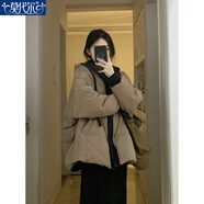 莫代爾棉衣外套女裝秋冬2025新款復(fù)古連帽寬松百搭時(shí)尚加厚保暖棉服女 卡其色 M