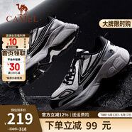 駱駝（CAMEL）【駱駝星艦】老爹鞋男春夏季情侶款運動(dòng)休閑鞋輕便軟彈透氣舒適 G14A852683 黑/米白男 38