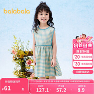 巴拉巴拉童裝女童裙子2024夏裝兒童連衣裙無袖格紋法式田園風208224111014