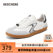 斯凱奇（Skechers）女鞋夏季平底板鞋透氣休閑德訓(xùn)鞋T頭阿甘鞋185236 白色/銀色/WSL 40