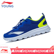 李寧（LI-NING）李寧童鞋男童女童中大童跑步鞋兒童網(wǎng)面透氣網(wǎng)鞋夏季輕便運動鞋子 E海寶藍/熒光亮綠-9 34(內(nèi)長約222.7mm)