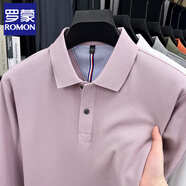 羅蒙（ROMON）純棉長(cháng)袖T恤男春秋季寬松舒適百搭休閑翻領(lǐng)POLO衫中年體恤爸爸裝 粉色【純棉】 XL 建議135-155斤