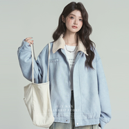 大魚(yú)界線(xiàn)（dayujiexian）2025春秋新款復古刺繡夾克衫外套女翻領(lǐng)寬松棒球服開(kāi)衫褂子上衣潮 XL 建議130-145斤左右