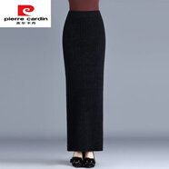 皮爾卡丹（pierre cardin）超長羊毛半身裙女裙長90cm加長加厚款高個子包臀裙冬季保暖長裙 不開叉黑色90厘米 L 105120斤