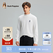 Hush Puppies暇步士秋基礎(chǔ)款男士半高領(lǐng)可內(nèi)搭長袖T恤 019白色1 XL