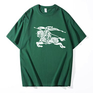 博柏利（BURBERRY）春夏全棉男士戰(zhàn)馬潮牌圓領(lǐng)潮流百搭休閑短袖T恤 墨綠色 S