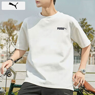 彪馬（PUMA）t恤男 25夏季新款運動服舒適柔軟純棉T恤休閑寬松大碼圓領短袖男 691340-87/奶油白/100%純棉 M 175【推薦體重120-140斤】