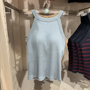 優(yōu)衣庫庫【同款】日系女裝掛脖背心BM辣妹風帶胸墊短吊帶T上衣25 水藍色 S 均碼