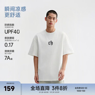 CHINISM  CH赤塵美式?jīng)龈兴俑啥绦鋞恤男士夏季潮流寬松休閑五分袖上衣 白色 M