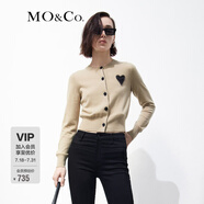 MO&Co.愛心刺繡歐根紗針織開衫毛衣上衣女摩安珂 駝杏色-第2批 L 170
