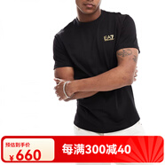 阿瑪尼（Emporio Armani）EA7 阿瑪尼 男士純棉修身短袖T恤 8NPT25 PJVPZ 黑金 208 XS (國內(nèi)倉)