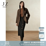 玖姿·安娜蔻商務(wù)通勤簡(jiǎn)潔氣質(zhì)百搭毛呢A字半身腰裙女2024冬款 素黑 L