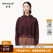 幻走（MOVEUP）2024冬季新品yangyang系列鏤空繡花短款針織毛呢套頭衫女 紫紅 XS