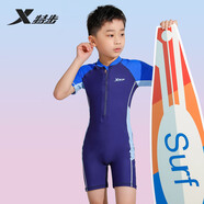 特步（XTEP）兒童泳衣男童連體小中大兒童速干防曬溫泉游泳衣 藏青色 14#