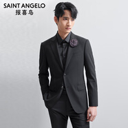 報喜鳥(niǎo)西服套裝男裝【澳洲羊毛/人生第一套】商務(wù)正裝通勤西裝西褲套裝 E款（黑色79.9%羊毛） 52 B(185/108) /請備注腰圍或褲子