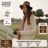 Teenie Weenie小熊女春季簡約復古法式絞花時髦中長款毛衣針織開衫 象牙白 S (160)
