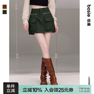 bosie【商場(chǎng)同款】秋冬季新款腰裙工裝短款拉鏈設(shè)計(jì)多袋小A裙 軍綠色 S 160/66A