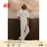 H&M上衣T恤2025年夏季新款時(shí)尚男裝寬松版T恤1285130 白色 S 170/92