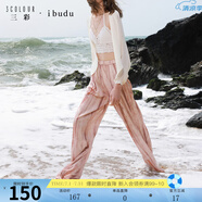 三彩2025夏季新款休閑寬松闊腿褲印花長(cháng)褲高腰垂感顯瘦女 橘粉色花卉 L 165/72A