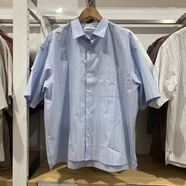 UNI QLO優(yōu)衣庫2025夏款情侶寬松條紋短袖襯衫休閑男女K477648/477643 優(yōu)衣庫粉藍色 S