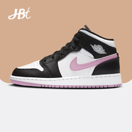 耐克（NIKE）【潮】板鞋女鞋Air Jordan aj1 Mid新款中幫休閑輕便運動籃球鞋 555112-103 黑白粉 36