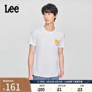 Lee25新品標準版圓領(lǐng)Logo字母印花男短袖T恤休閑潮流LMT0098144LE 白色 L