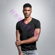 夢(mèng)夢(mèng)奇【V領(lǐng)】純色t恤男雞心領(lǐng)白色恤男修身短袖夏季打底衫半袖黑 V領(lǐng)-黑色 S 165