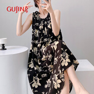 古今（GUJIN）夏季上新【涼感】棉綢睡裙女沙灘裙可外穿時尚高級連衣裙輕薄睡衣