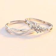 CAROMAY青絲繞情戒指男女純銀925銀情侶款對戒輕奢七夕情人節(jié)禮物 銀色青絲繞指情侶一對開口可調(diào)節(jié)