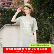 AIVEI欣賀艾薇24夏季新小個子甜美網(wǎng)紗罩衫短袖T恤連衣裙R752805A 灰色 L