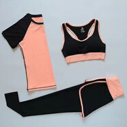 杜西哲（DUXIZHE）【618特惠】瑜伽服女套裝健身服裝2024夏新款運動套裝跑步服 橙色(短袖+文胸+長褲) 3XL 建議143-158斤