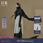 日著設(shè)計師品牌秋季新款小眾黑色披肩羊毛不規(guī)則套頭圍巾毛衫 尋黑 1