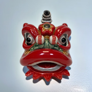 美陶（MEI TAO）《嶺南獅子頭》國(guó)潮獅子頭陶瓷工藝品醒獅舞獅禮品博古架裝飾擺件 原創(chuàng)嶺南醒獅紅色 屬性火