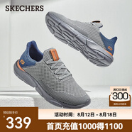 斯凱奇（Skechers）男鞋夏季百搭休閑鞋運(yùn)動鞋一腳蹬減震舒適透氣網(wǎng)面鞋 灰色/藍(lán)色/65867-GYBL 42
