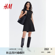 H&M女裝背心吊帶連衣裙2025夏季新款寬松喇叭裙擺斜紋布裙1272238 黑色 XXS 155/76