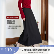 梵希蔓（vimly）黑色通勤高腰半身裙女2025春季新款羊毛混紡垂感直筒長裙子 A0206 黑色 L