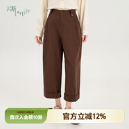 片斷（dribs＆drabs）片斷休閑褲女2025春季新款彈力高腰直筒褲寬松顯瘦小個(gè)子九分褲 深咖 M 160/68A