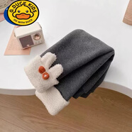 G.DUCKKIDS女孩加絨打底褲秋冬款外穿幼兒加厚一體絨保暖褲洋氣寶寶冬裝褲子 深灰 90建議身高80cm以下1-2歲